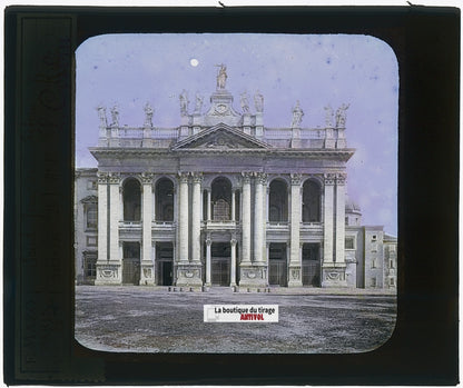 Saint-Jean-de-Latran, Rome, Italie, plaque ancienne verre couleur, 8,5x10 cm
