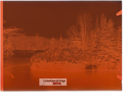 Bois de Boulogne, Paris, plaque verre, photo ancienne, négatif 9x12 cm