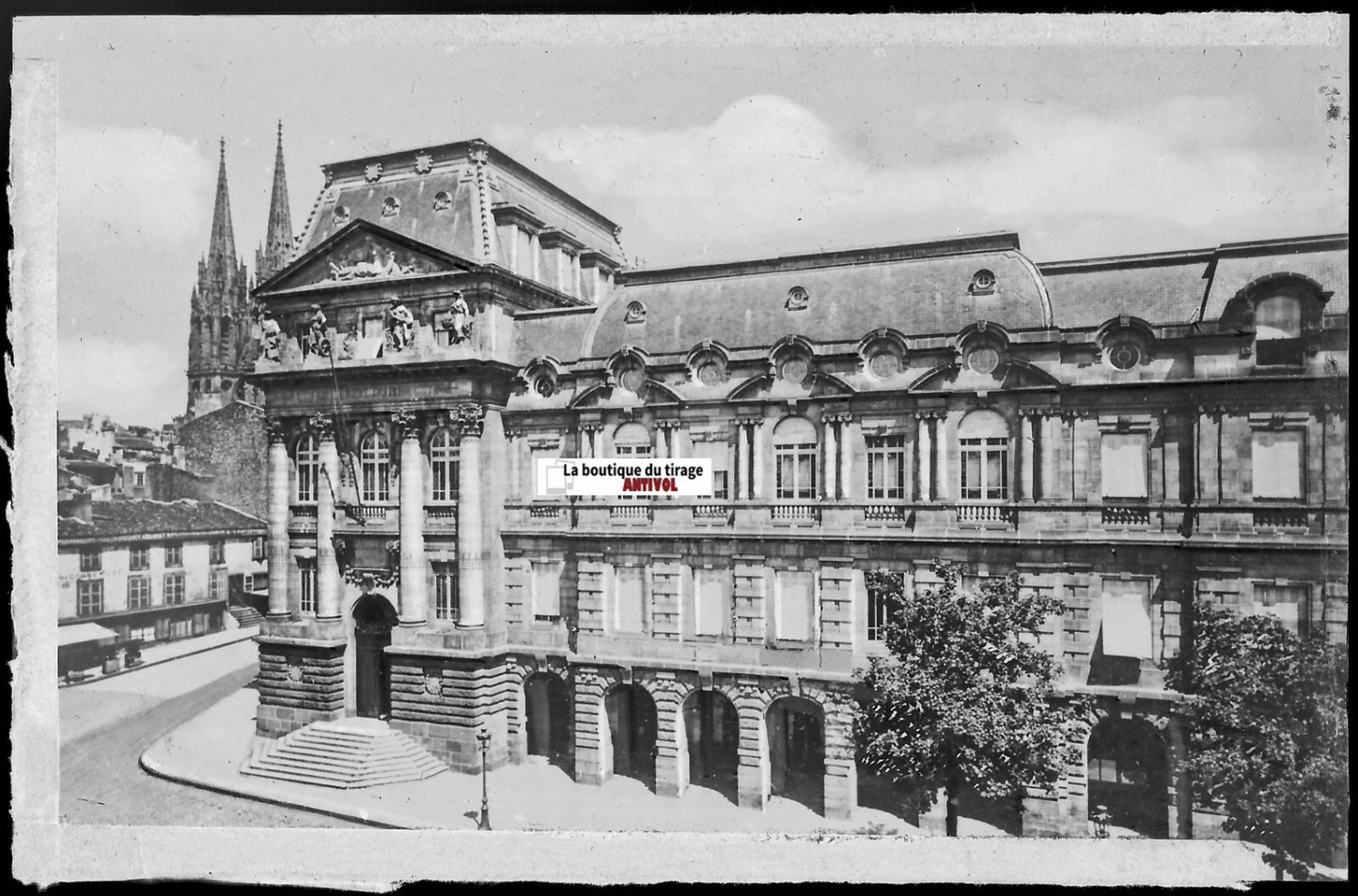 Plaque verre, photo négatif noir & blanc 9x14 cm, Clermont-Ferrand, Préfecture