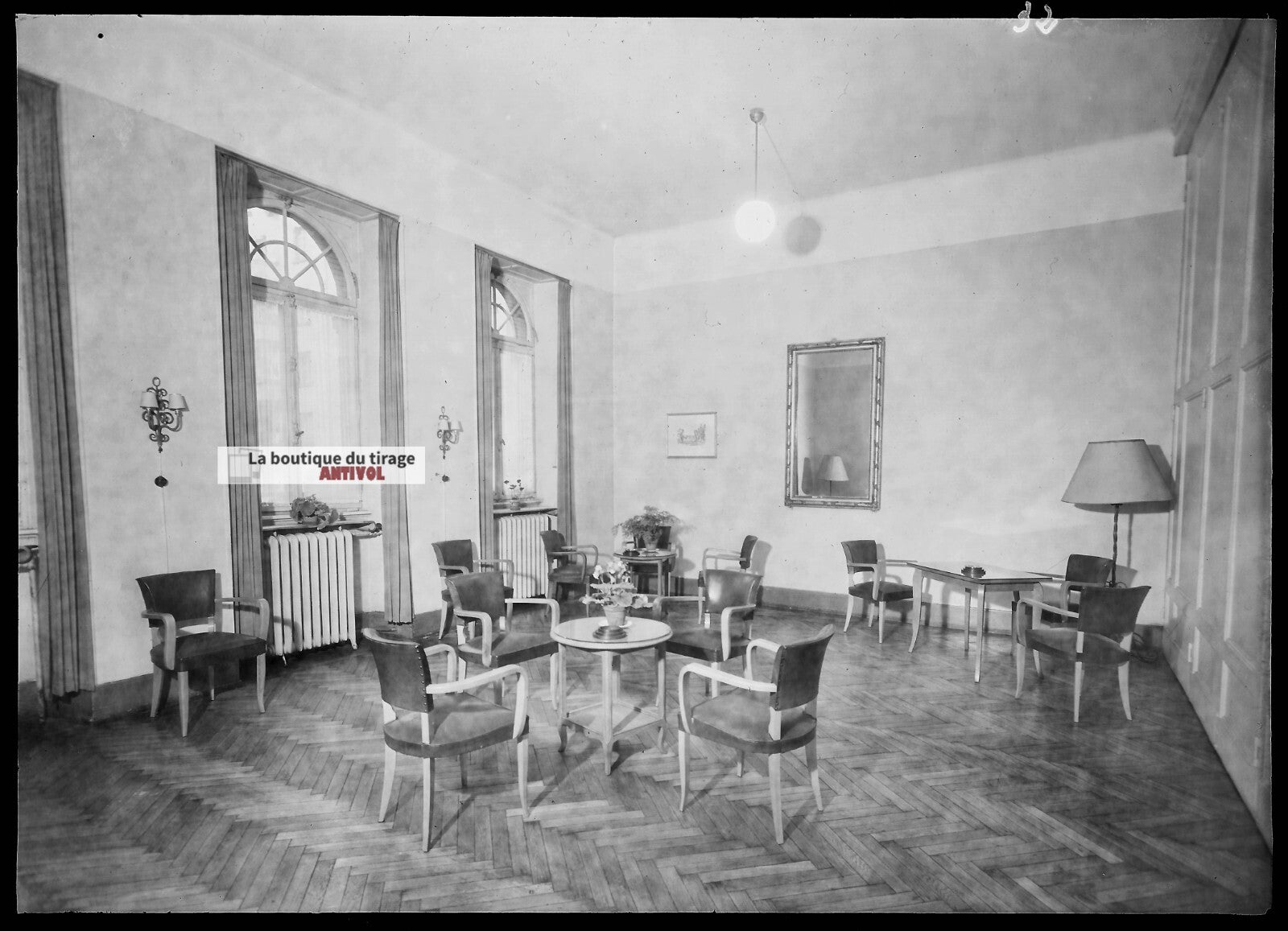 Plaque verre photo ancienne négatif noir et blanc 13x18 cm salon ancien