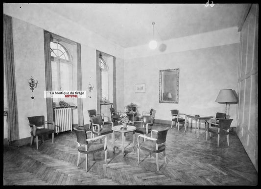 Plaque verre photo ancienne négatif noir et blanc 13x18 cm salon ancien