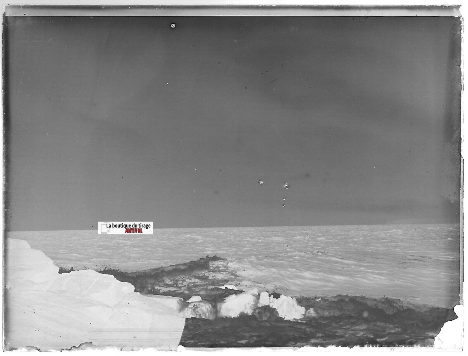 Jersey, Guernesey, mer, Plaque verre photo, négatif noir & blanc 9x12 cm