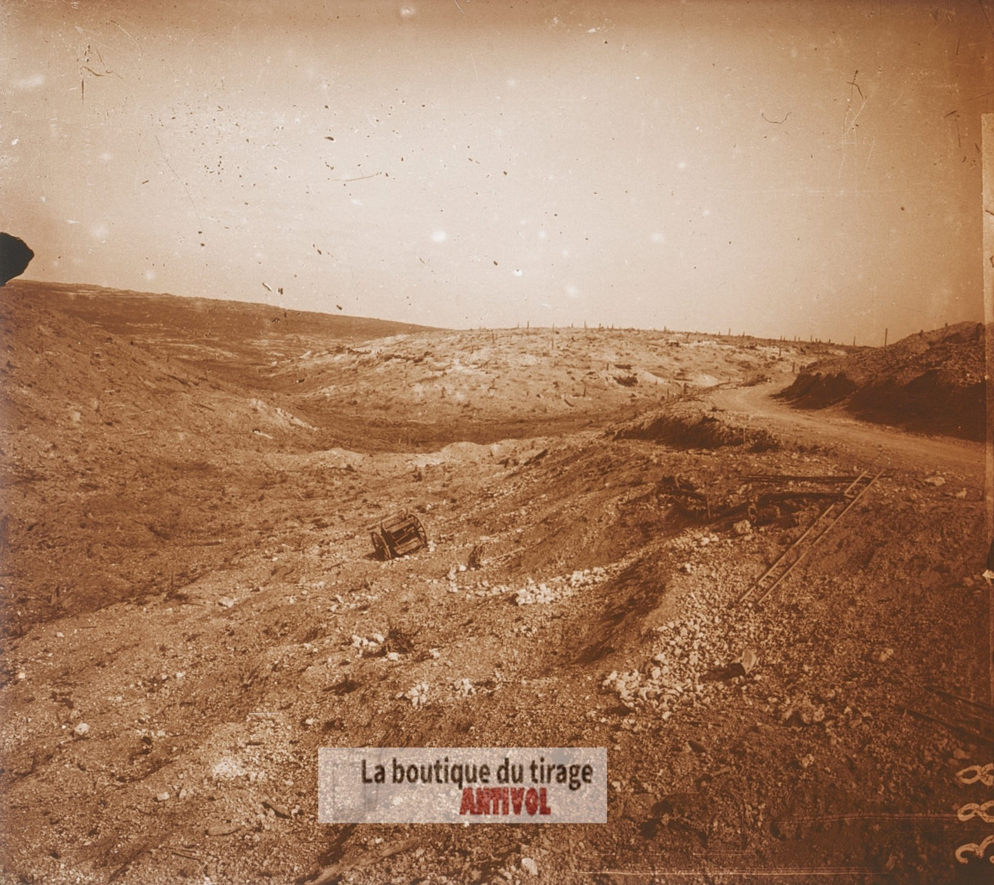 Verdun, Ravin de la Caillette WW1, plaque verre photo ancienne stéréo 6x13 cm