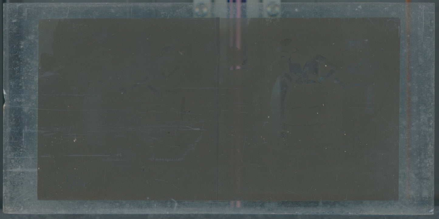 Scène de vie, Longchamp, Paris, plaque verre stéréoscopique, positif 8,5x17 cm