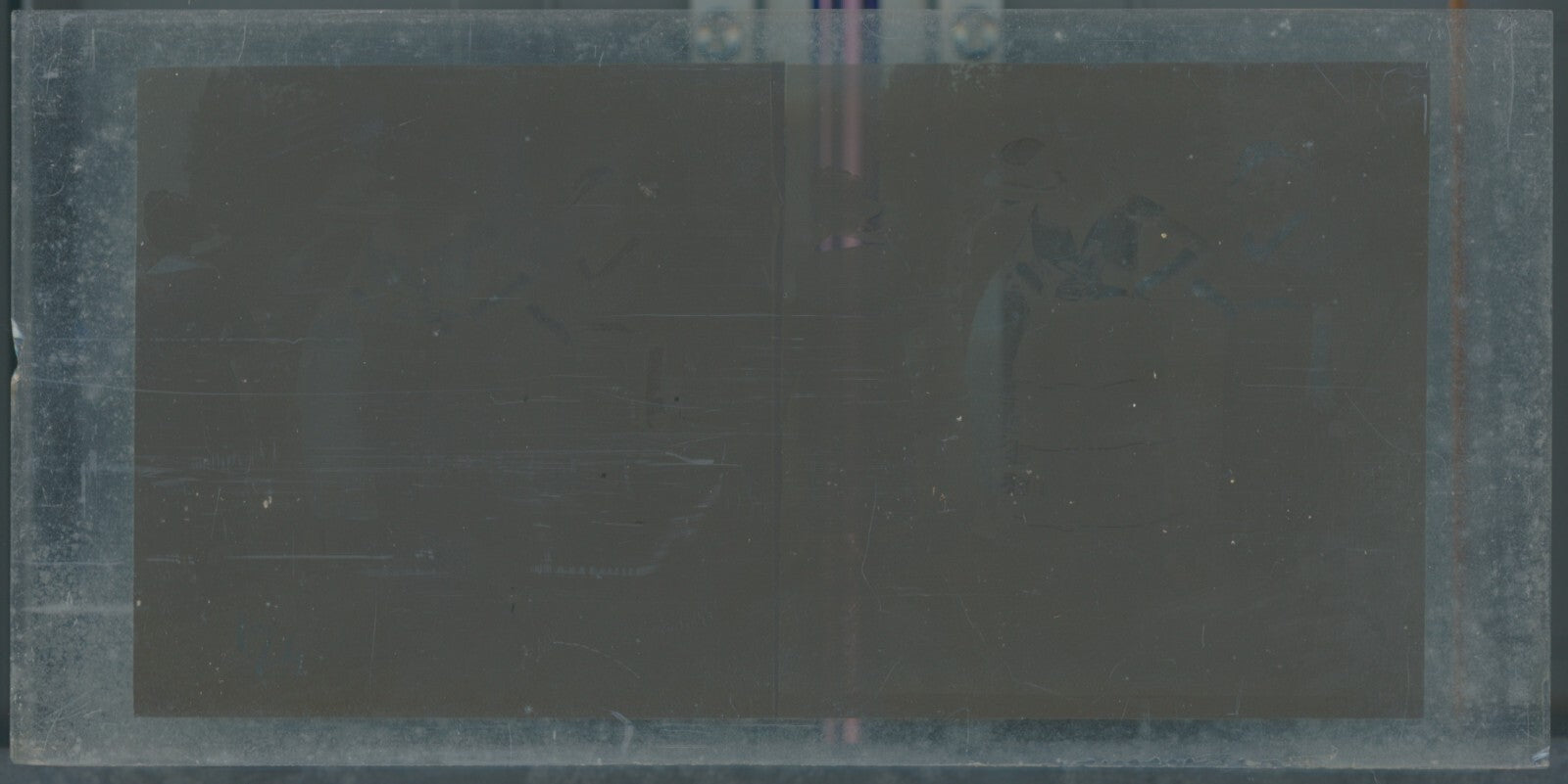 Scène de vie, Longchamp, Paris, plaque verre stéréoscopique, positif 8,5x17 cm