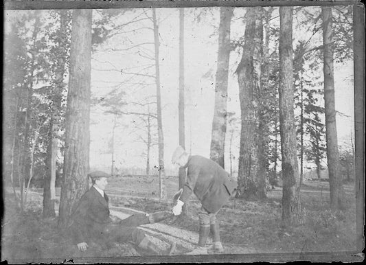 Plaque verre photo négatif noir et blanc 6x9 cm hommes vintage bois France