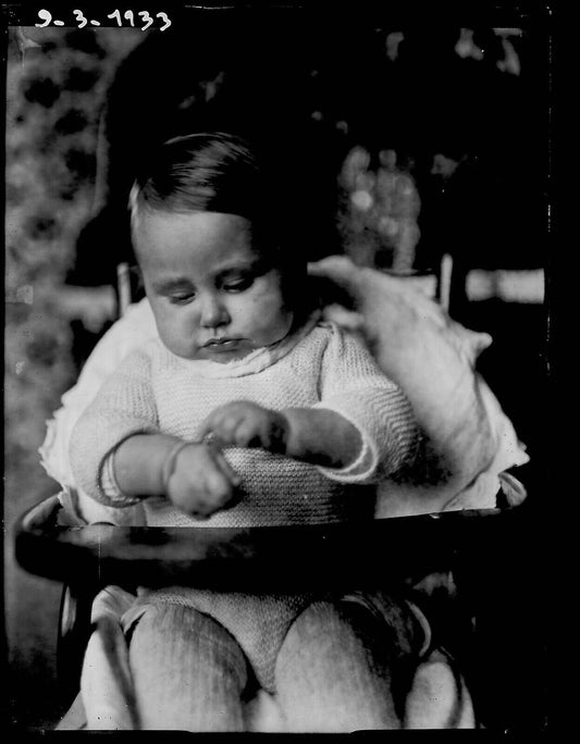 Plaque verre photo ancienne négatif noir et blanc 9x12 cm bébé enfant vintage 