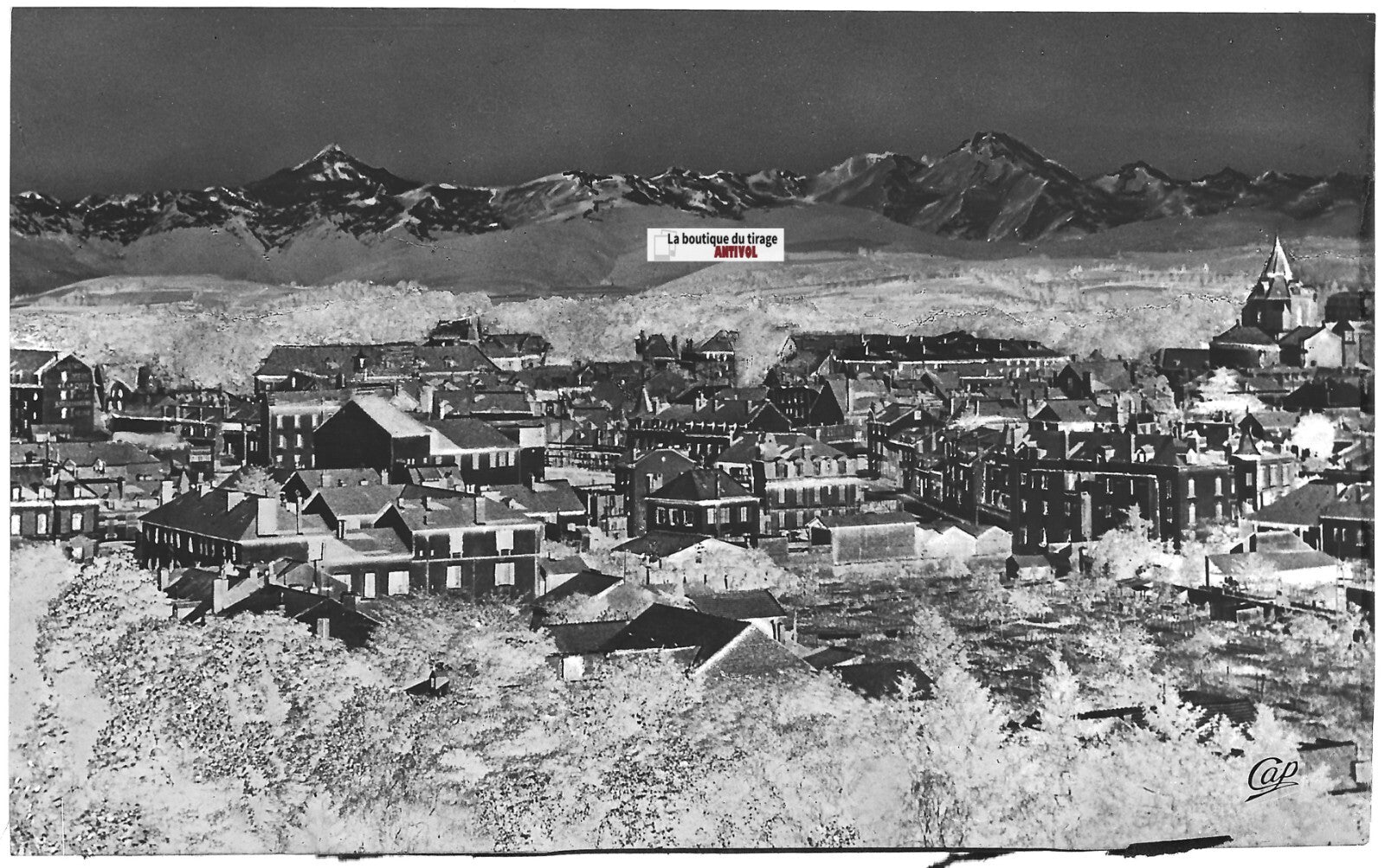 Tarbes, Pyrénées, Plaque verre photo ancienne, négatif noir & blanc 10x15 cm