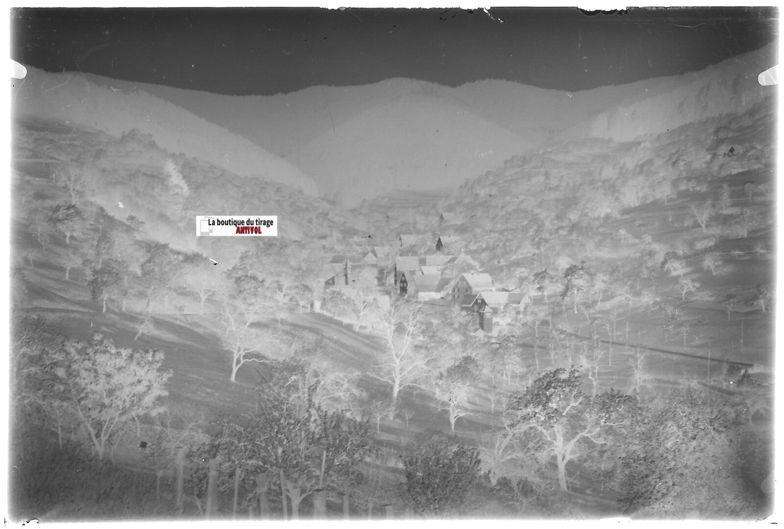 Eschbach-au-Val, Plaque verre photo ancienne, négatif noir & blanc 10x15 cm