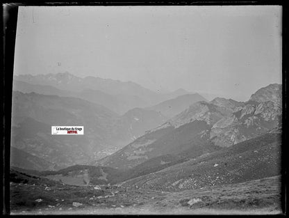 Ariège Pyrénées, Plaque verre photo ancienne, négatif noir & blanc 9x12 cm