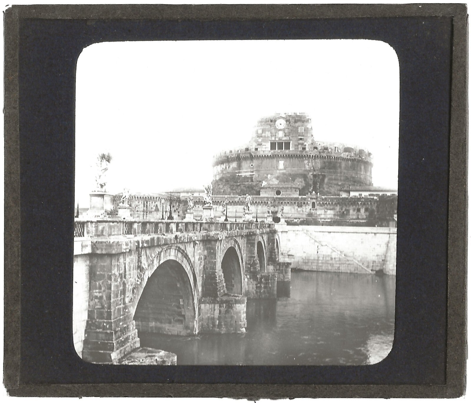 Château Saint-Ange, Rome Italie, photo plaque de verre, positif 8,5x10 cm