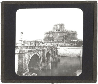 Château Saint-Ange, Rome Italie, photo plaque de verre, positif 8,5x10 cm