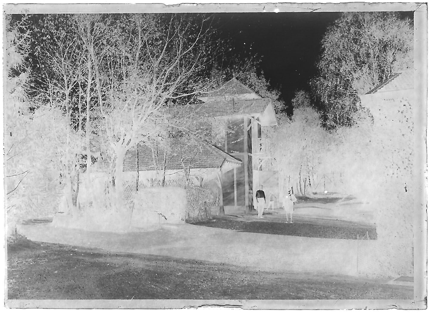 Plaque verre photo ancienne négatif noir et blanc 6x9 cm parc château France