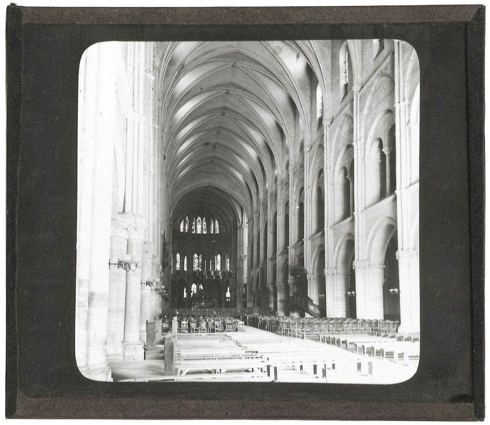 Basilique Saint-Remi de Reims, photo plaque de verre, positif 8,5x10 cm