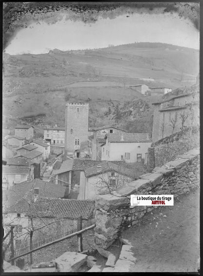 Doizieux, Loire, Plaque verre photo ancienne, négatif noir & blanc 13x18 cm