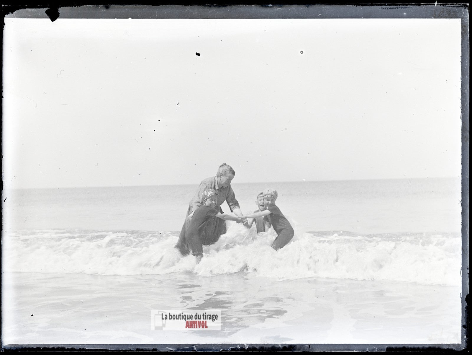 Berck-sur-Mer, bains de mer, plaque de verre photo ancienne, négatif 9x12 cm