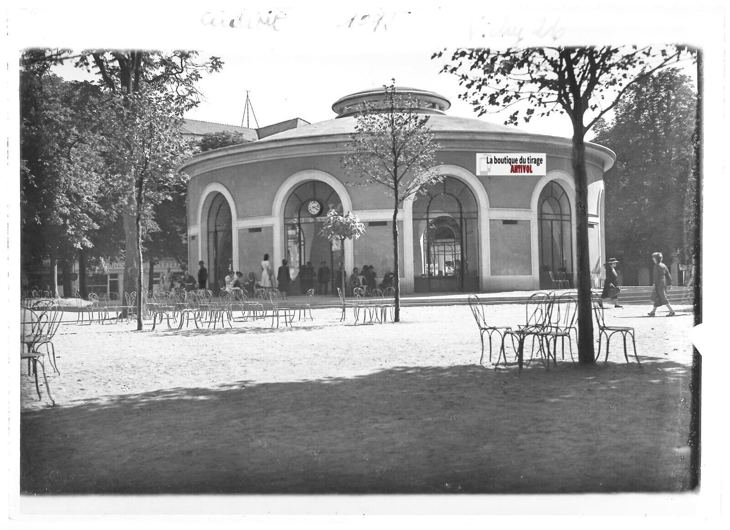 Plaque verre photo ancienne positif noir & blanc 13x18 cm Vichy Parc des Sources