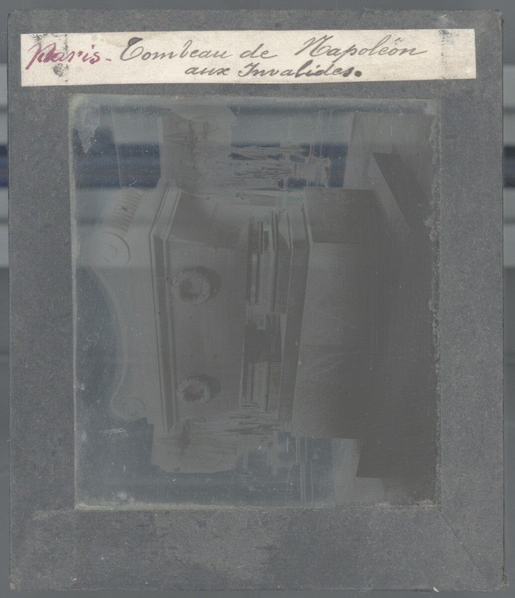 Tombeau de Napoléon Invalides, Paris, photo plaque verre, positif 8,5x10 cm