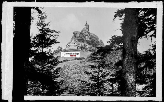 Plaque verre photo, négatif noir & blanc 9x14 cm, Dabo, Chapelle et hôtel