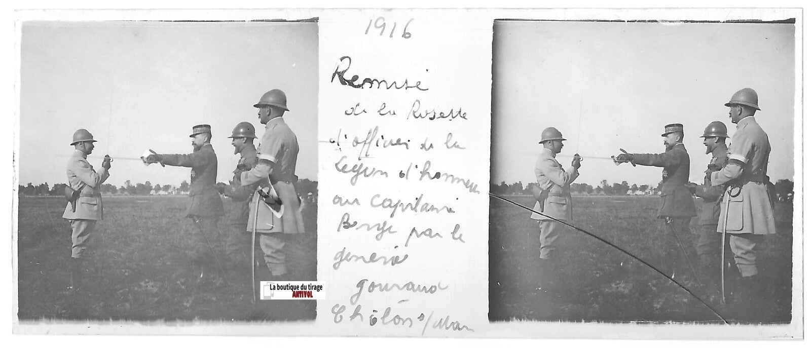 Gouraud, Châlons, Plaque verre stéréo positif ancien noir & blanc 4,5x10,7 cm