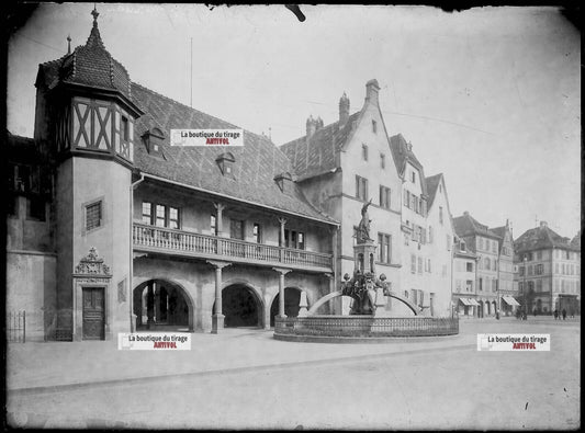 Plaque verre photo ancienne négatif noir et blanc 13x18 cm Colmar antiquité 