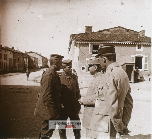 Valmy 1915, prisonniers, guerre WW1, plaque verre photo ancienne stéréo 6x13 cm