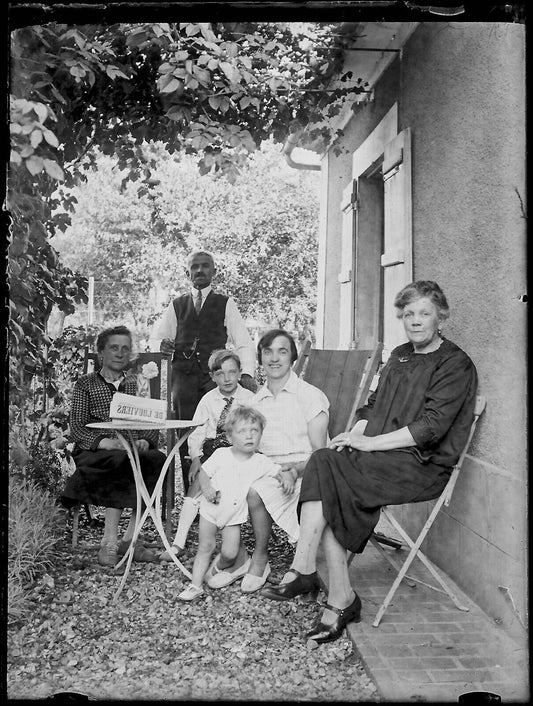 Plaque verre photo ancienne négatif noir et blanc 9x12 cm enfant famille vintage