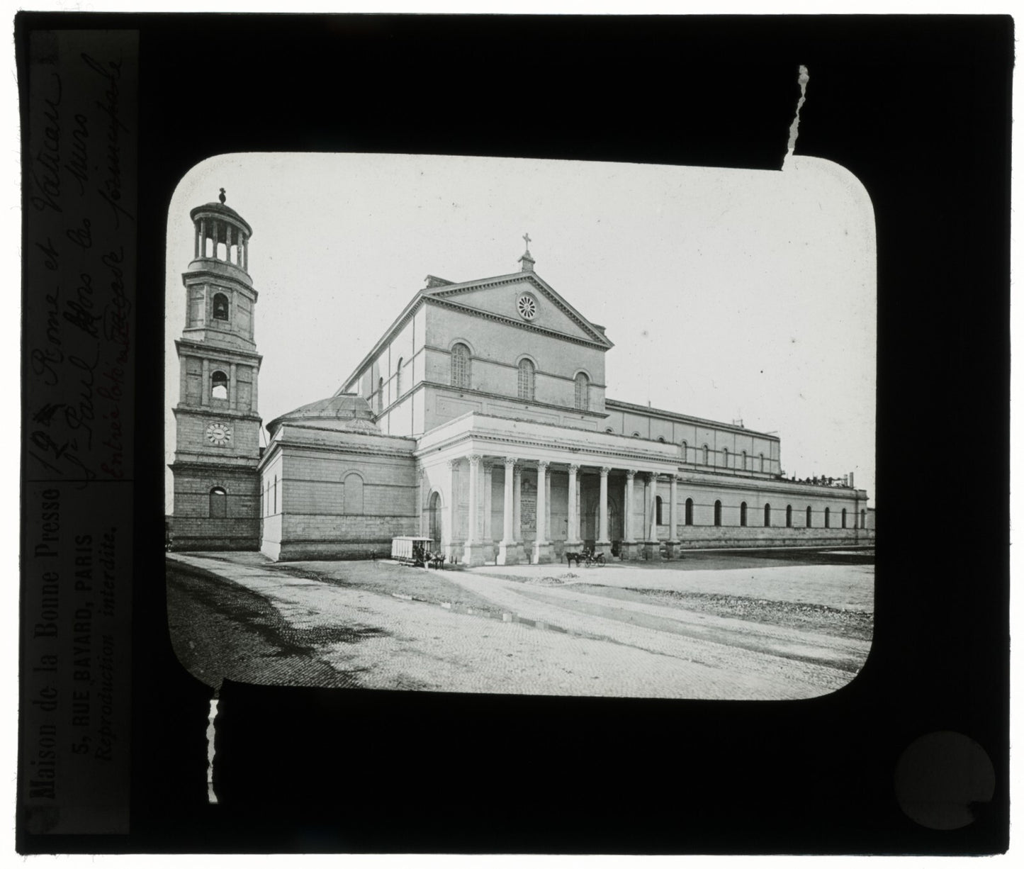 Basilique Saint-Paul-Hors-Les-Murs, Rome, photo plaque verre, positif 8,5x10 cm