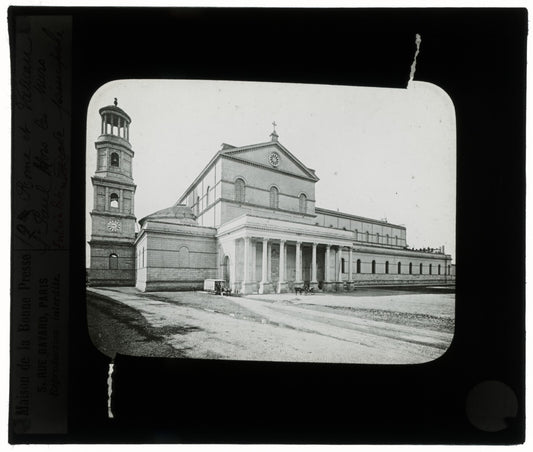 Basilique Saint-Paul-Hors-Les-Murs, Rome, photo plaque verre, positif 8,5x10 cm