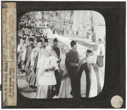 Défilé des évêques, Canada, photo ancienne plaque verre, positif 8,5x10 cm