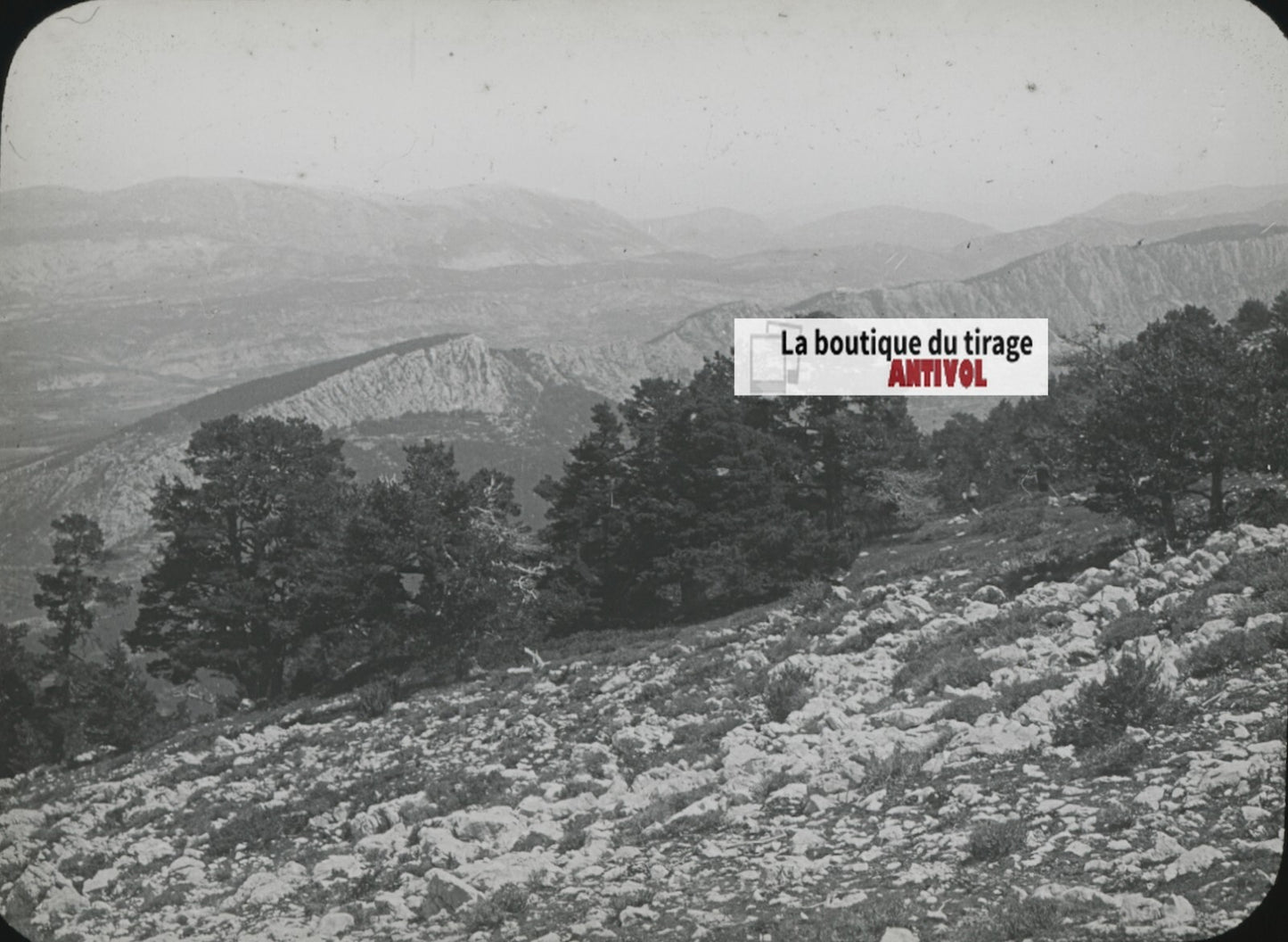 Séranon, Montagne de Lachens, photo ancienne plaque verre, positif 8,5x10 cm