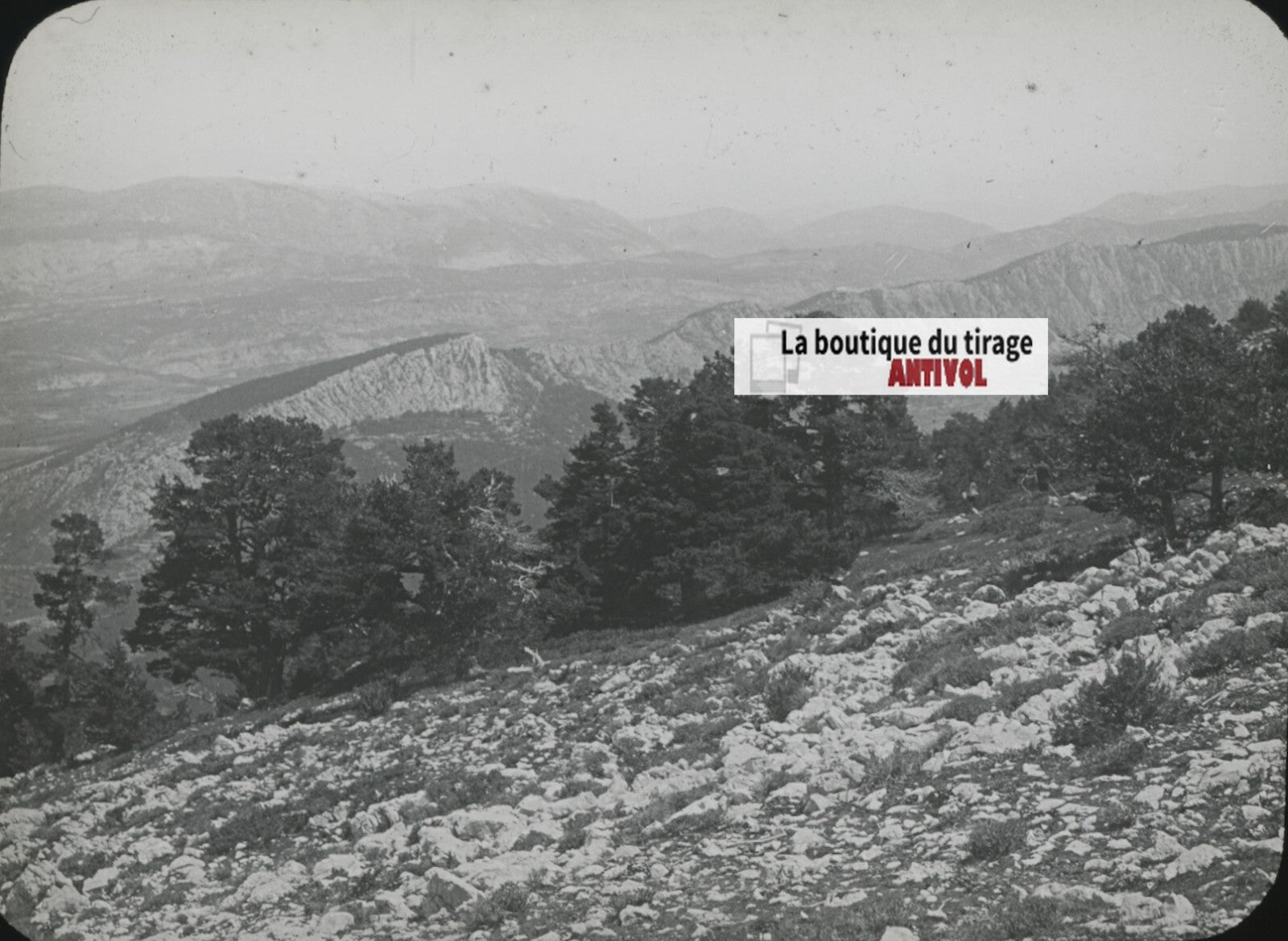Séranon, Montagne de Lachens, photo ancienne plaque verre, positif 8,5x10 cm