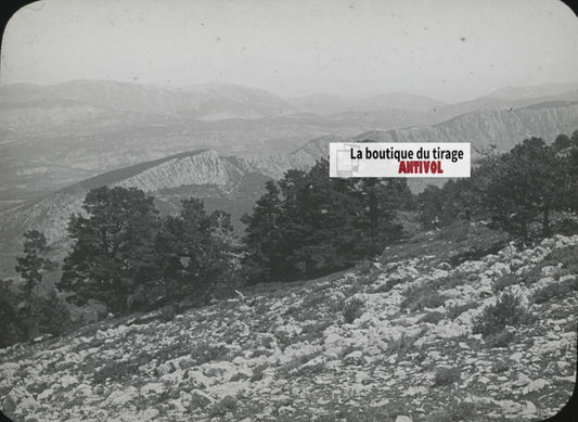 Séranon, Montagne de Lachens, photo ancienne plaque verre, positif 8,5x10 cm