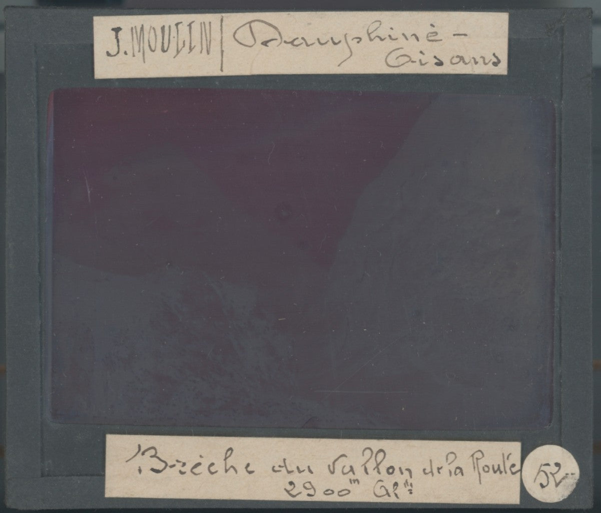 Vallon de la Route, photo J. Moulin, plaque verre, couleur, positif 8,5x10 cm