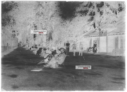 Plaque verre photo ancienne négatif noir et blanc 13x18 cm Vittel Tennis club