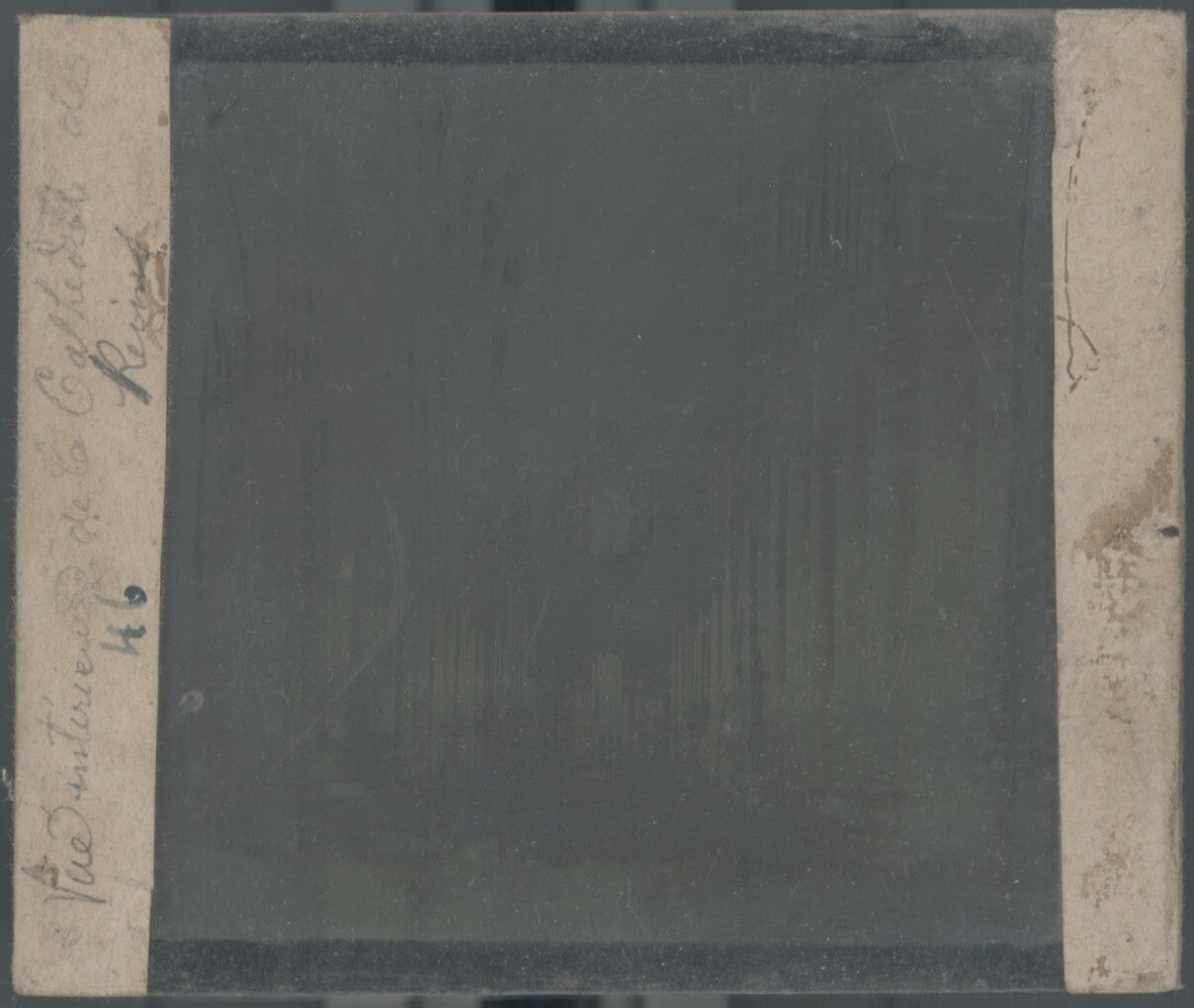 Cathédrale de Reims, photo plaque verre, noir & blanc, positif 8,5x10 cm