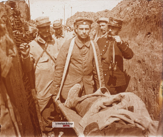 Carency, tranchée Sidi-Brahim, WW1, plaque verre stéréo, photo 4,5x10,7 cm