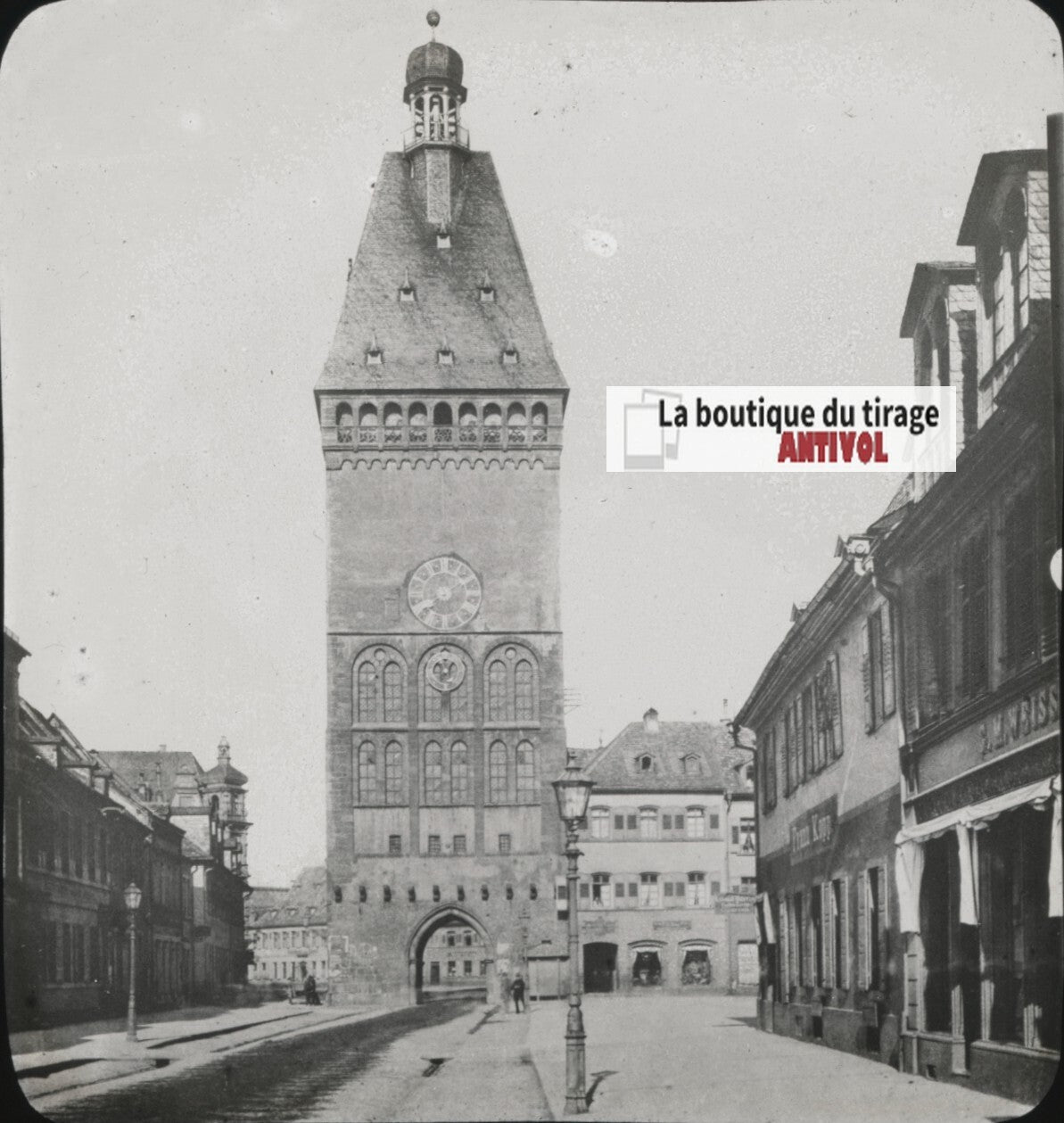 Am Altpörtel, Spire, Allemagne, photo plaque verre, positif 8,5x10 cm