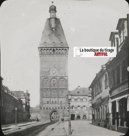 Am Altpörtel, Spire, Allemagne, photo plaque verre, positif 8,5x10 cm