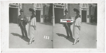 Hippodrome de Longchamp, Paris, stéréoscopie plaque verre, positif 8,5x17 cm