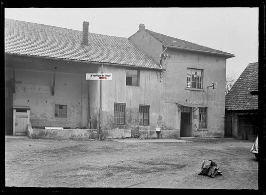 Plaque verre photo ancienne négatif noir et blanc 13x18 cm entreprise France