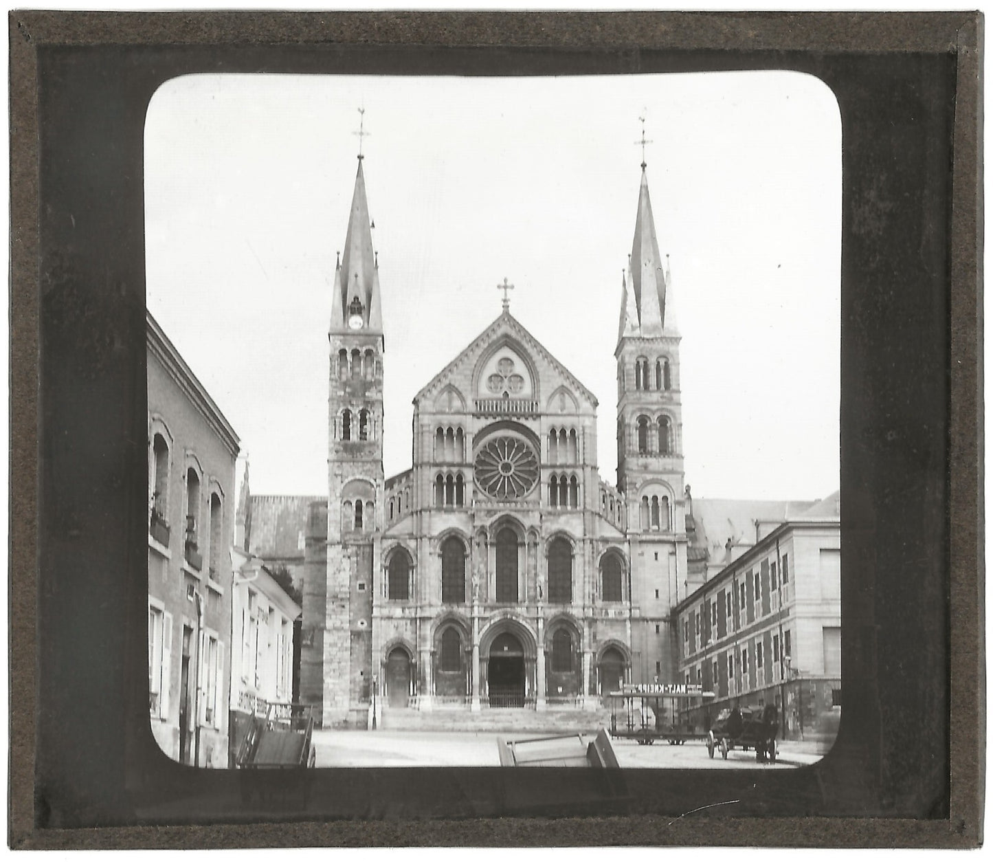 Basilique Saint-Remi de Reims, photo plaque de verre, positif 8,5x10 cm