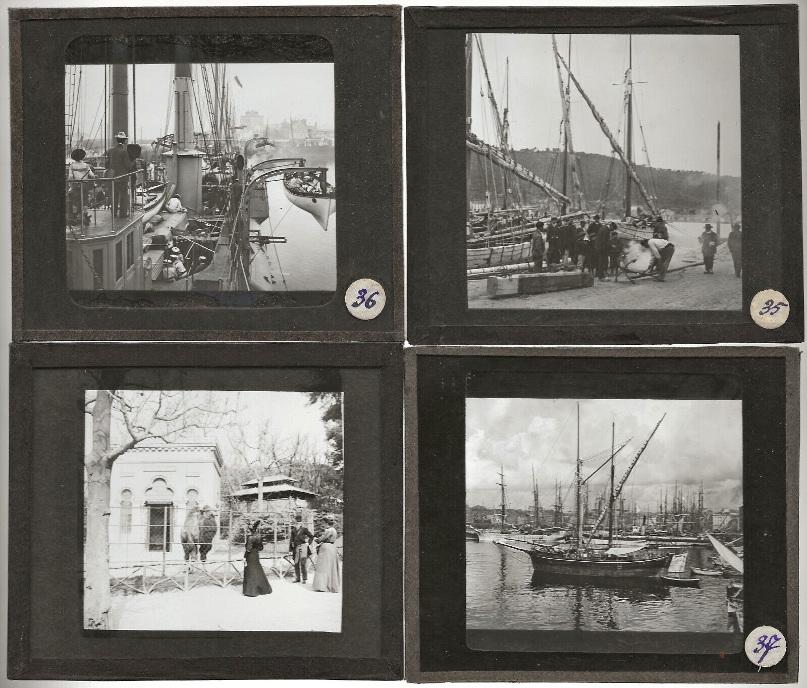 Bateaux, Voyage France, photos plaques de verre, lot de 10 positifs 8,5x10 cm