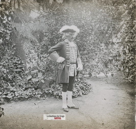 Jeune homme en costume, plaque verre stéréo, photo ancienne 4,5x10,7 cm