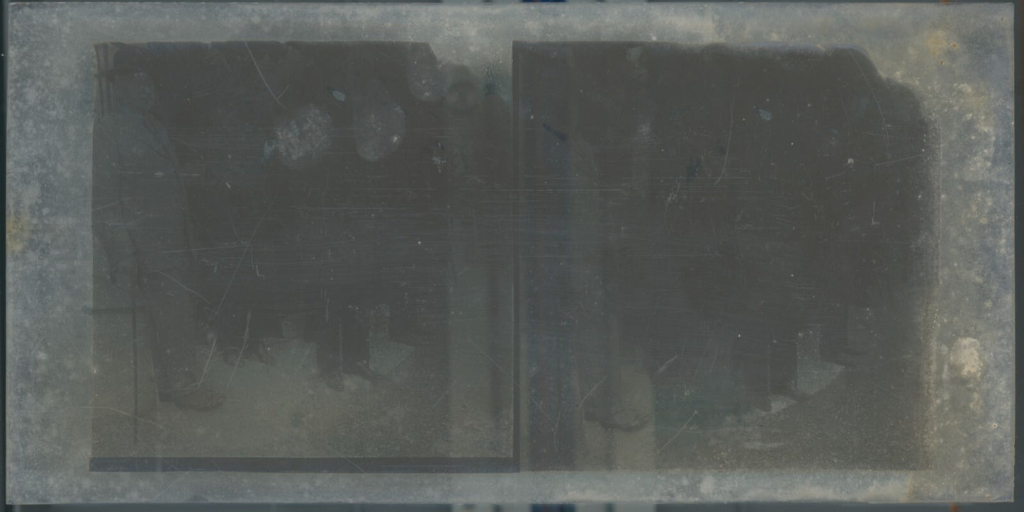 Jour de course, Longchamp, Paris, plaque verre stéréoscopique, positif 8,5x17 cm