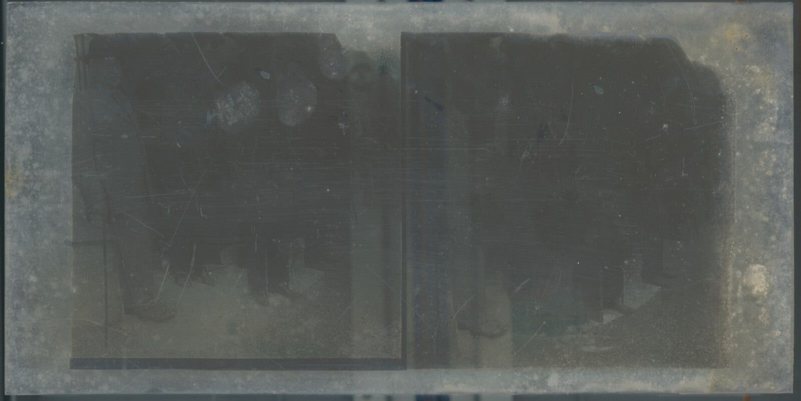 Jour de course, Longchamp, Paris, plaque verre stéréoscopique, positif 8,5x17 cm