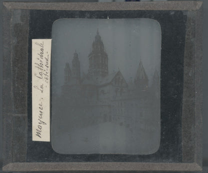Cathédrale de Mayence, Allemagne, photo ancienne plaque verre, positif 8,5x10 cm