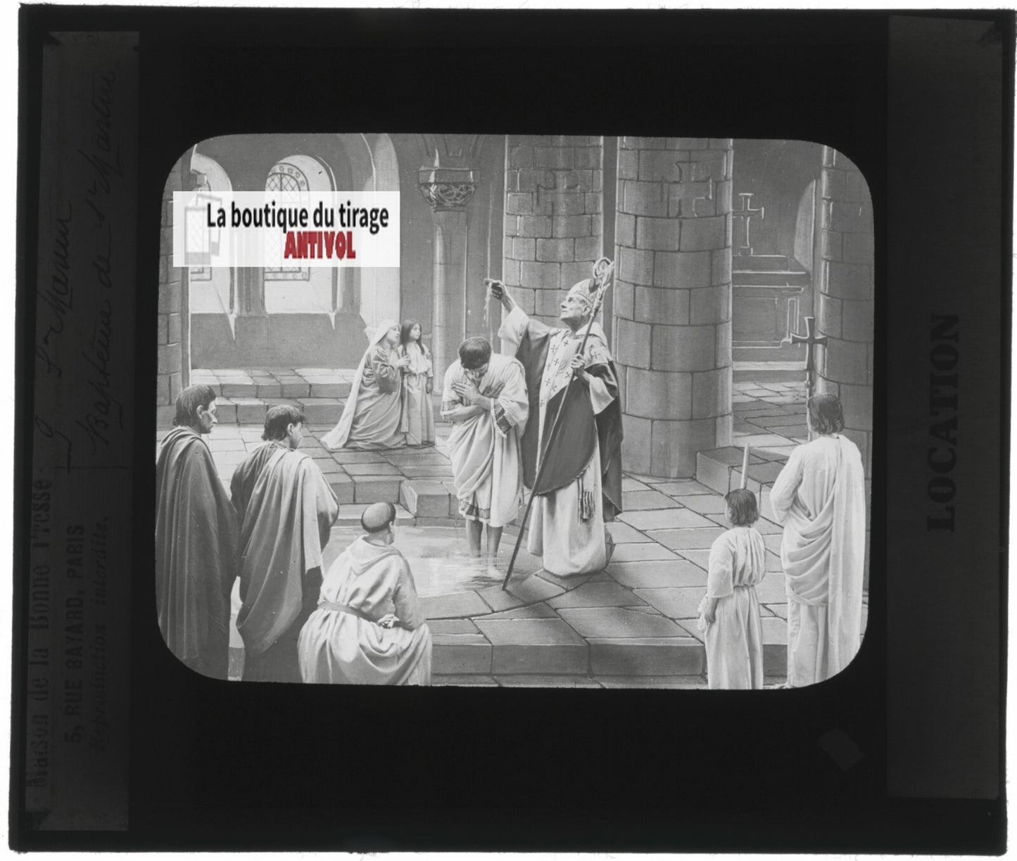 Saint-Martin, photo ancienne plaque verre, noir et blanc, positif 8,5x10 cm