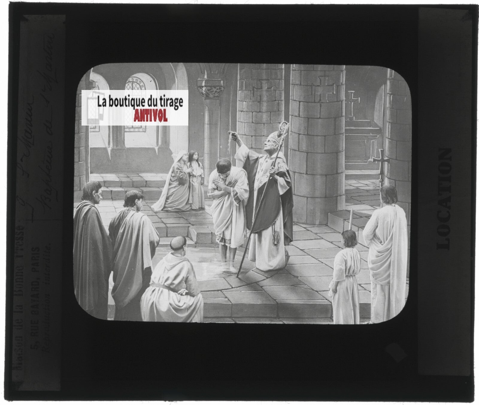 Saint-Martin, photo ancienne plaque verre, noir et blanc, positif 8,5x10 cm