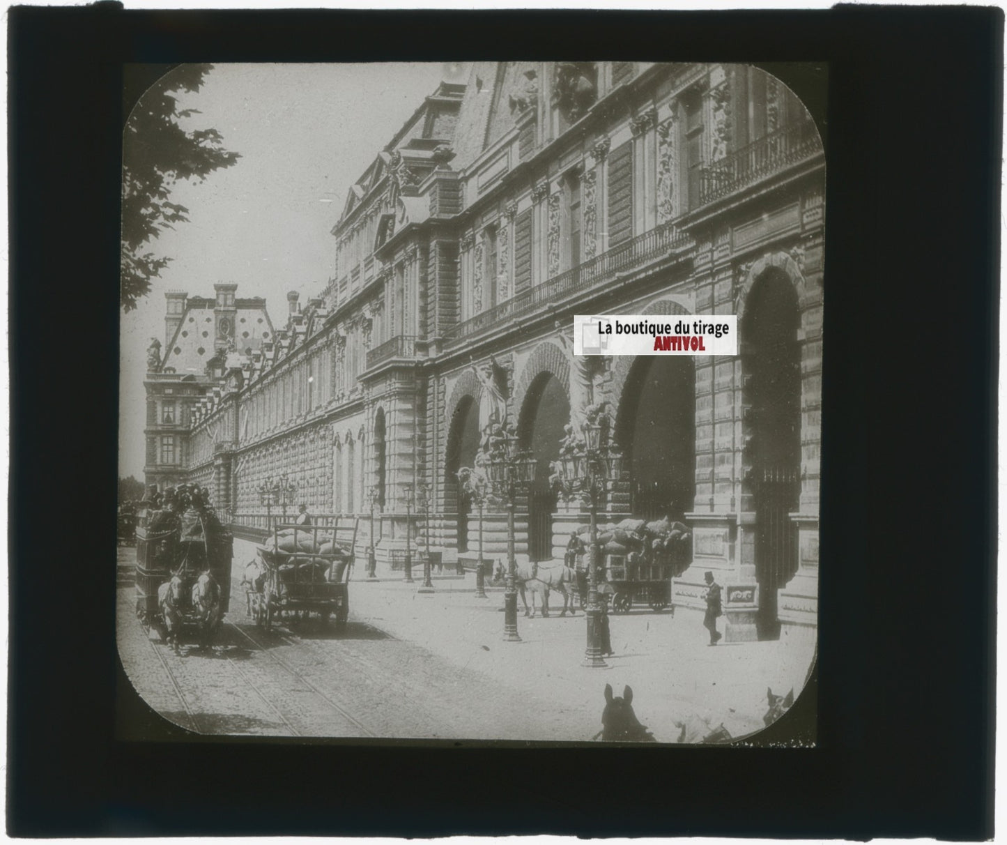 Paris, Le Louvre, Carrousel, photo plaque verre, noir & blanc, positif 8,5x10 cm